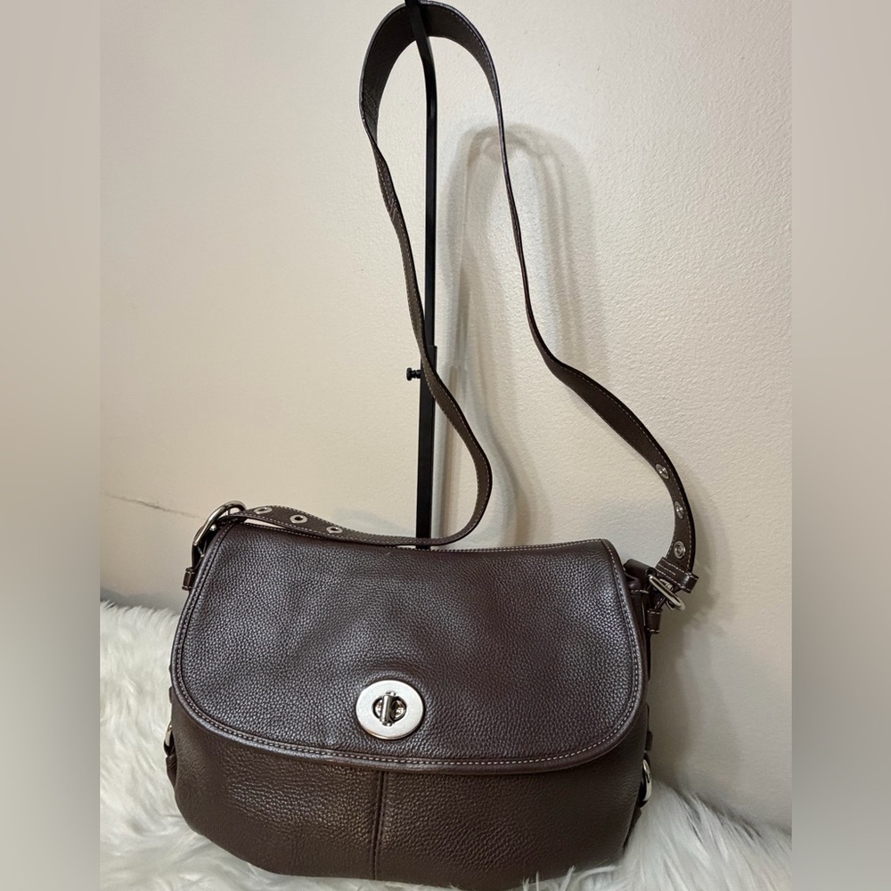 Coach Y2K Legacy Flap Silver Pebbled Leather Bag F15170